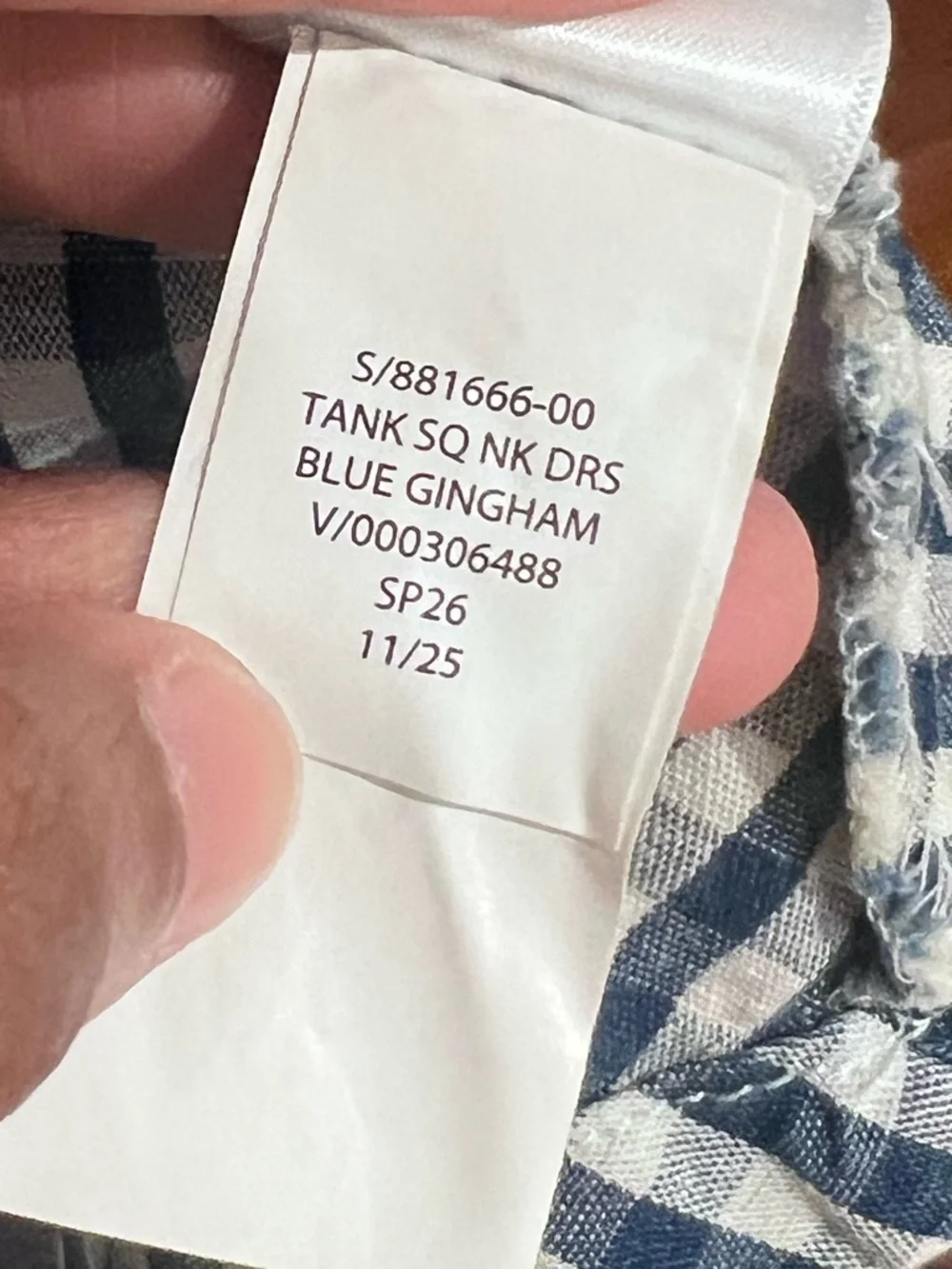 NWT GAP Girls Square Neck Blue Gingham Smocked Cotton Denim Tank Dress